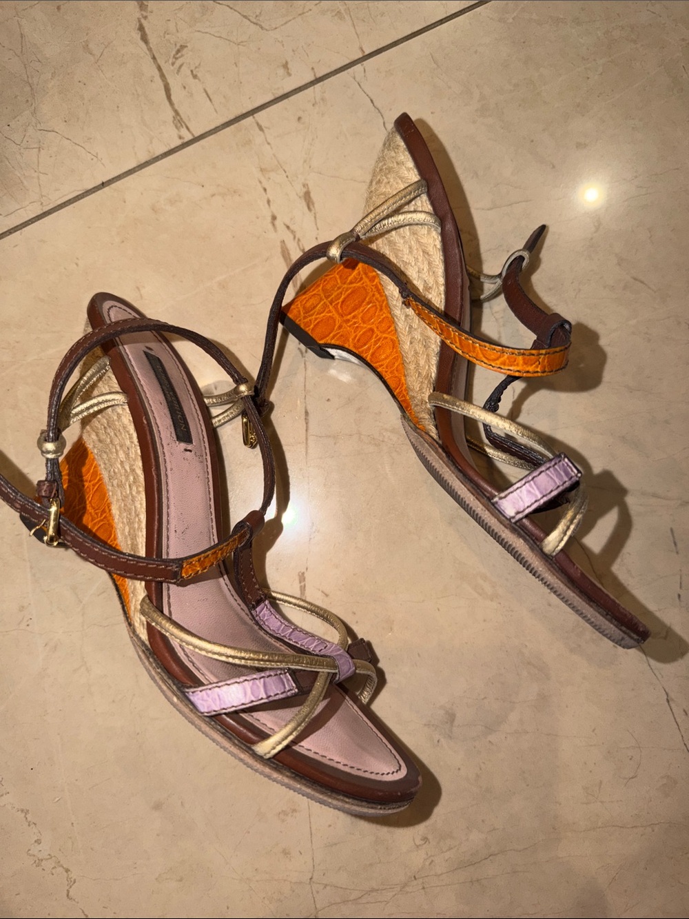 Louis Vuitton Women’s Multicolor Strappy Wedge Sandals size 38 - Picture 2 of 4